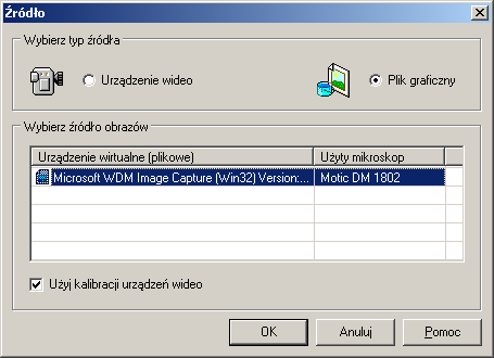 27 9. POBIERANIE OBRAZÓW ZE ŹRÓDEŁ OBRAZU Zanim będzie można pobrać obrazy, trzeba najpierw wskazać programowi skąd ma pobierać obrazy. Program może pobierać obrazy mikroskopowe z różnych źródeł.
