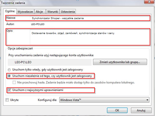 9.1 Windows Vista Żeby uruchomić harmonogram zadań należy kolejno wybrać: start panel sterowania system i zabezpieczenia narzędzia administracyjne harmonogram zadań.