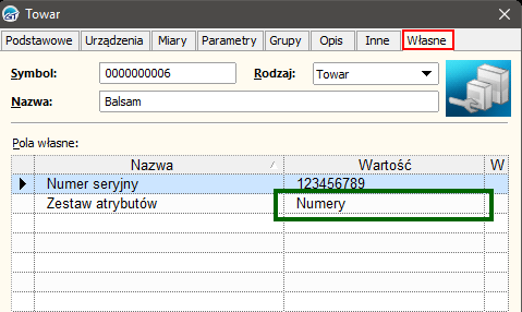 Po wprowadzonych zmianach, w Shoperze będzie widoczny zestaw atrybutów Numery zawierający atrybut Numer PN. Pola te muszą odpowiadać odpowiednim polom własnym w Subiekcie.