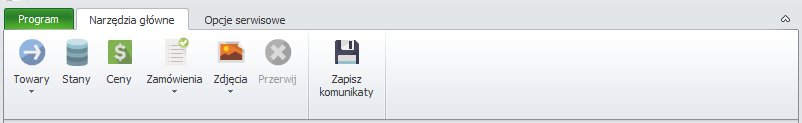 7.2 Zakładka narzędzia główne Na pasku narzędzi znajdującym się w zakładce narzędzia główne znajdują się ikony w zależności od tego,