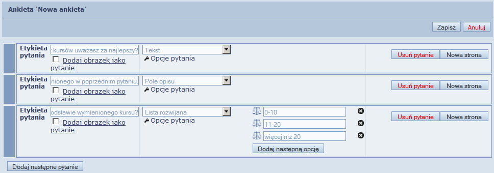 Wróć. Wróć do edycji ankiety klikając ikonkę. Aby ponownie edytować macierz, kliknij przycisk Pokaż macierz.