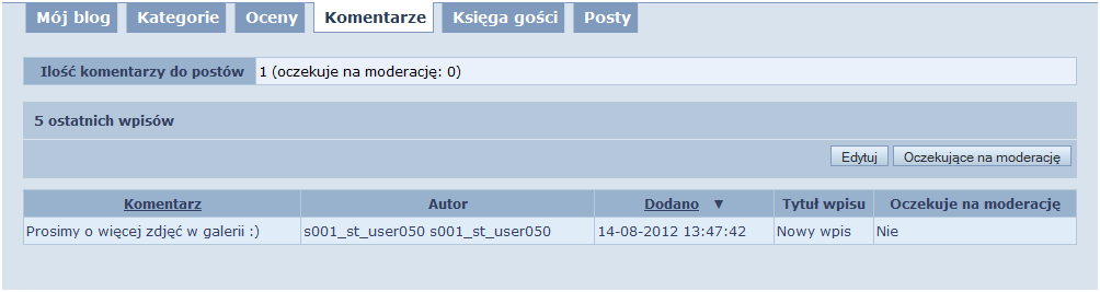 Ocenianie bloga i postów przez użytkowników jest możliwe po wprowadzeniu odpowiednich ustawień w Edycji bloga.
