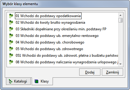 Zapisujemy zmiany. 6.7.2 Klasyfikacja elementów Po zapisaniu zmian przechodzimy do zakładki Klasyfikacje, gdzie ustalamy, do jakich klas będzie się zaliczał definiowany element.