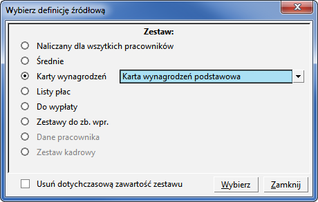 Rys. 318 Wybór listy płac, z której będą kopiowane elementy.