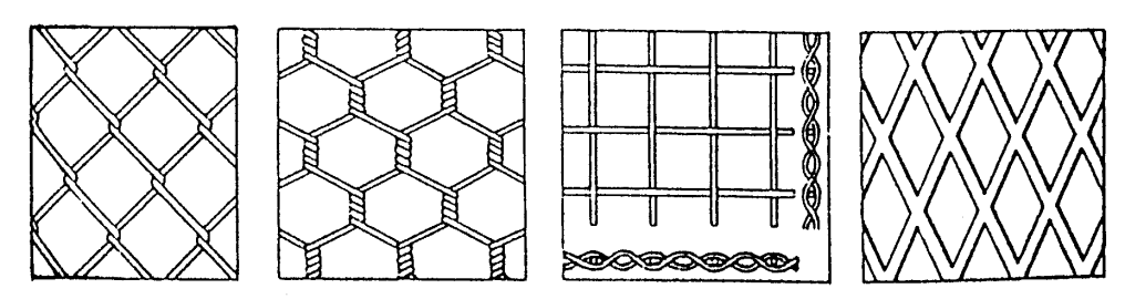 11.1.1. Siatki z drutami pionowymi i poziomymi, o zmiennych wymiarach oczek (wg WSOD [45]) a) ogrodzenie chroniące przed drobną zwierzyną, bydłem domowym i sarnami b) ogrodzenie chroniące przed