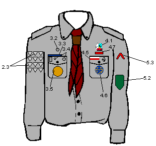 Odznaki i oznaki Rozmieszczenie odznak i oznak na mundurze 1.
