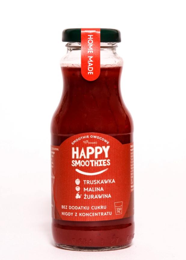 Happy Smoothie - happy red Smoothie - Truskawka, Malina i Żurawina soku jabłkowego.