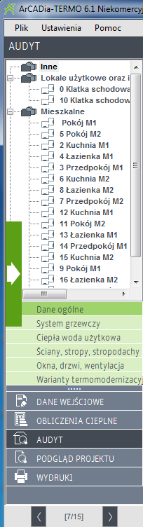 2.2 KROK 2 DANE OGÓLNE 2.2.1 Przyporządkowanie pomieszczeń Pierwszym zadaniem, które musi wykonać użytkownik, jest przyporządkowanie pomieszczeń zdefiniowanych w Obliczeniach cieplnych (w Stratach