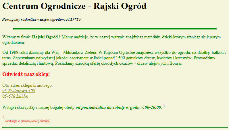 Zadanie 22. Zmodyfikuj wcześniej stworzoną stronę zgodnie z przykładem poniżej. Zapisz i wyświetl w celu sprawdzenia w przeglądarce.