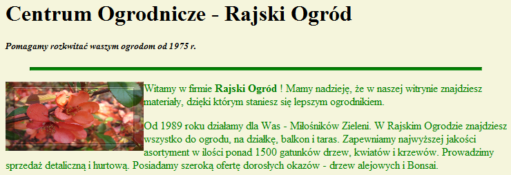 Pozycja grafiki Jeśli chcemy zastosować pozycjonowanie grafiki przy prawym lub lewym marginesie strony (lub nadrzędnego bloku), tak aby treść akapitu oblewała ilustrację używamy atrybutu style, z