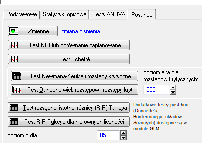 ANOVA w modelu zmiennych niezależnych Skala interwałowa, liczba grup >2, zgodność z rozkładem normalnym w każdej z grup, jednorodność wariancji H 0 : 1 = 2 =.= k H 1 : i j i=1 k; j=1.