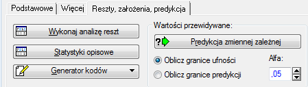 Regresja Wielokrotna 1. Regresja z jednym predykatorem y= b 0 (wyraz wolny) + b 1 *x + e (błąd estymacji) Stat.podsum.; Zmn. statystyka zal.