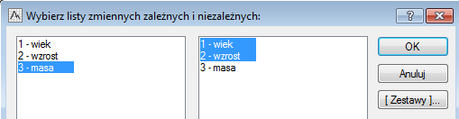 2. Regresja z wieloma predykatorami y= b 0 + b 1 *x 1 + b2 *x 2 + + b k *x k + e Wykresy ramkowe dla zmiennych ciągłych Brak zgodności z rozkładem normalnym reszt należy sprawdzić dlaczego 1.