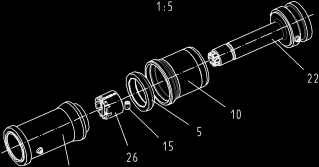 6.8 Trzon sprzęgu Rys. 6-17: trzon sprzęgu 2.010.441.06 ja 5 Element współosiujący 4.010.108.06.00.01 ''H'' TSK.125559 10 9 1 a, c, d / 149x195 10 Rura trzonu 40-SK-4954:01(4) ''A'' TSK.