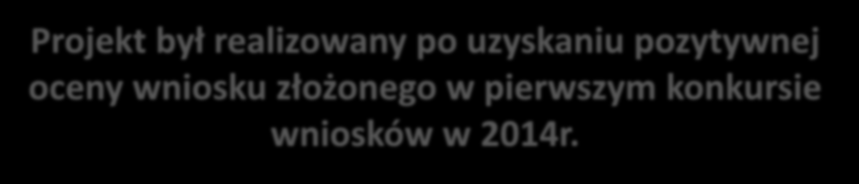 Projekt był realizowany po uzyskaniu pozytywnej oceny wniosku złożonego w