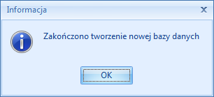 4. Zaznaczamy istniejące połączenie i klikamy [Wybierz]. Program wykrywa brak bazy o nazwie skonfigurowanej w poprzednim kroku i proponuje jej utworzenie. 5.