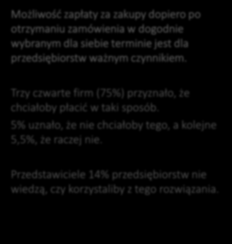 Możliwość zapłaty za zakupy dopiero po otrzymaniu zamówienia 4. Czy chciałaby Pani / Pan płacić za zakupy dopiero po otrzymaniu zamówienia w dogodnie wybranym dla siebie terminie?