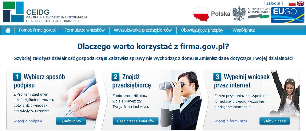 System teleinformatyczny CEIDG zapewnia anonimowy dostęp (bez zakładania konta) przedsiębiorcom do