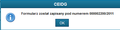 W dowolnym momencie, w trakcie czynności związanych z wypełnianiem wniosku o wpis/ zmianę wpisu w CEIDG, istnieje możliwość zmiany sposobu wypełniania wniosku: Kreator > formularz CEIDG-1 1.