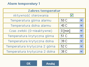 Pomiar temperatury/wilgotności: Możliwość obsługi: ANYMUX-CEN: 2x czujnik T/H SETEBOS: 2x czujnik T/H lub 2x czujnik T + 1x czujnik T/H lub 4x czujnik T