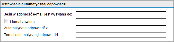 odniesieniu do danego adresu e-mail lub tematu. W celu personalizacji automatycznych odpowiedzi e- mail można korzystać ze zmiennych.