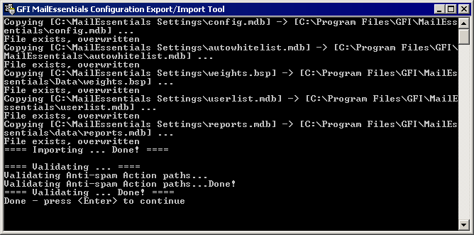 meconfigmgr /import: c:\ustawienia programu MailEssentials /verbose /replace Gdzie: C:\Ustawienia programu MailEssentials lokalizacja plików do zaimportowania.