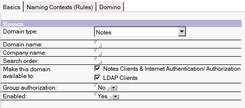 Screenshot 4: Ustawienia protokołu LDAP programu Lotus Domino W obszarze konfiguracji serwera należy edytować poświadczenia konfiguracji.