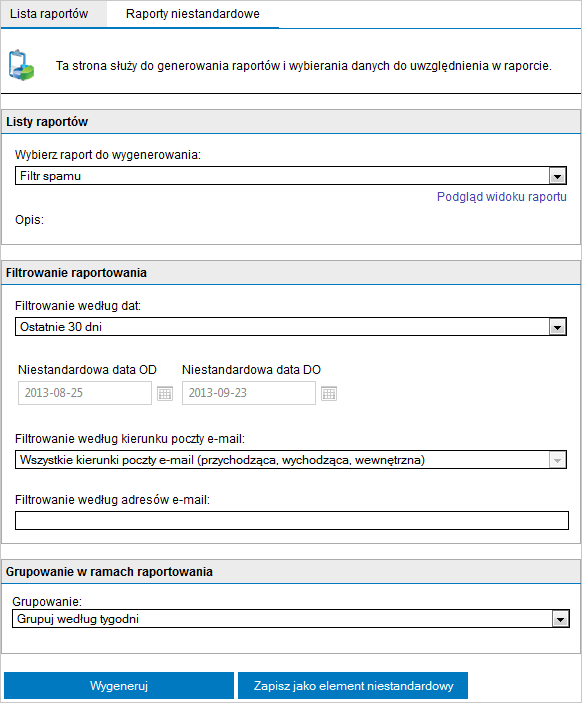 <ścieżka instalacji programu GFI MailEssentials>\GFI\MailEssentials\data\ Aby włączyć lub wyłączyć funkcję raportowania, przejdź do węzła Raportowanie > Ustawienia i zaznacz lub usuń zaznaczenie pola