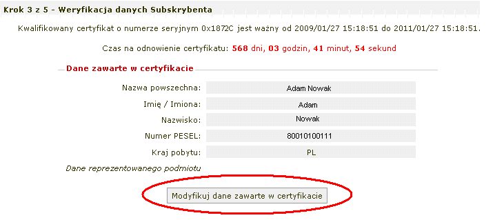 2.4 Etap 3 z 5 Weryfikacja danych Subskrybenta 15.