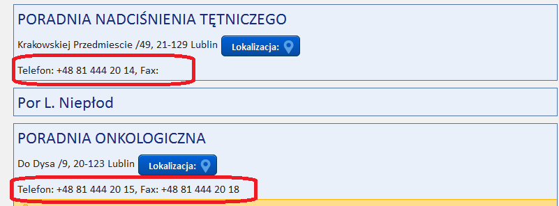 Poradnie on-line W ekranie znajduje się lista poradni, w których można zarezerwować wizytę, również bez konieczności logowania się do systemu eportal pacjenta.