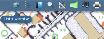 turystycznego z wykorzystaniem NARZĘDZIA GEOPORTALU Lista warstw Legenda Zakładki Wyszukaj Pomiary Profile Widoczność Drukuj W ramach utworzonego geoportalu
