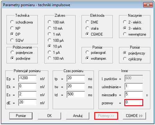 ANODOWA WOLTAMPEROMETRIA INVERSYJNA ELEKTRODA KROPLOWA CGMDE 1.