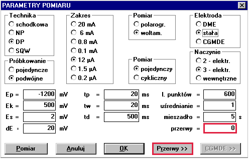 ANODOWA WOLTAMPEROMETRIA INVERSYJNA ELEKTRODA STAŁA GC 1.