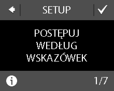 5. Jeżeli przeprowadzono konfigurację instalacji przez sieć, należy nacisnąć WPROWADŹ KOD i wpisać kod wygenerowany na stronie internetowej.