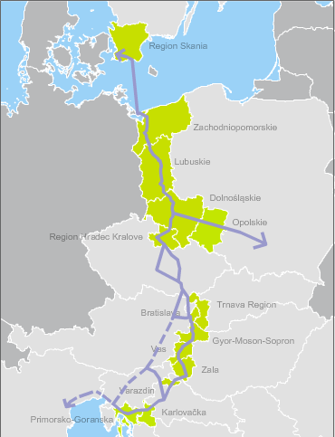 Środkowoeuropejski Korytarz Transportowy CETC - Route 65 w chwili obecnej: 17