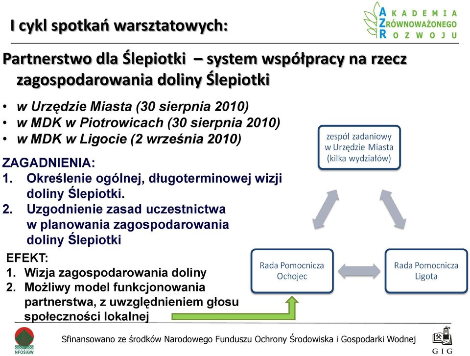 Określenie ogólnej, długoterminowej wizji doliny Ślepiotki. 2.