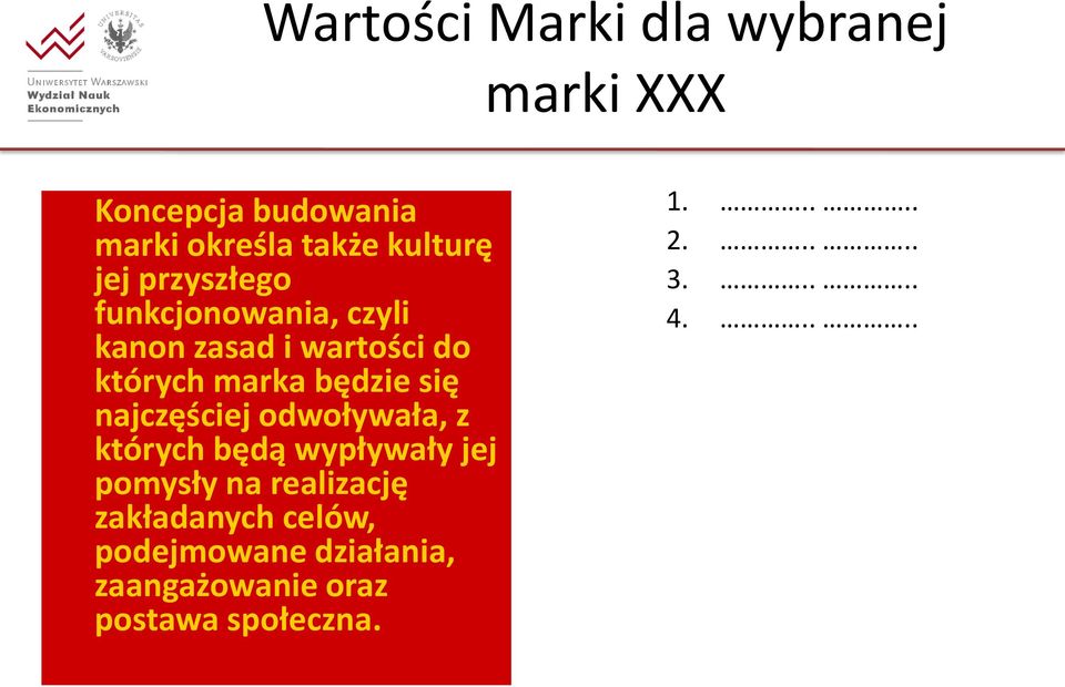 najczęściej odwoływała, z których będą wypływały jej pomysły na realizację zakładanych