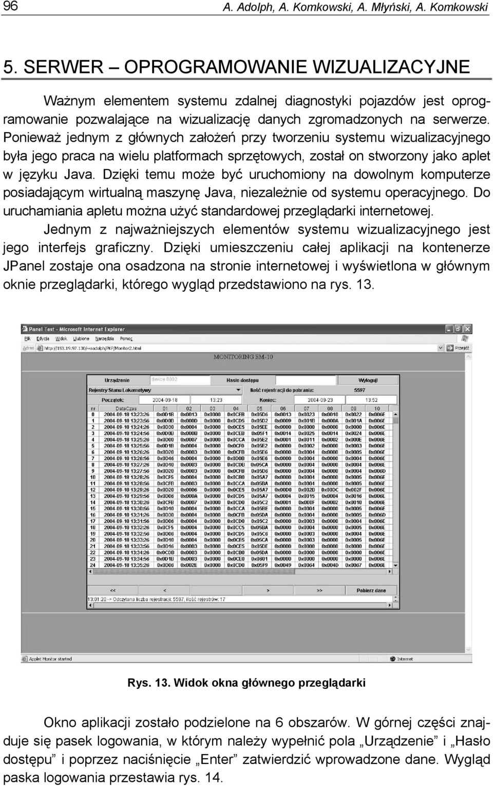 Ponieważ jednym z głównych założeń przy tworzeniu systemu wizualizacyjnego była jego praca na wielu platformach sprzętowych, został on stworzony jako aplet w języku Java.