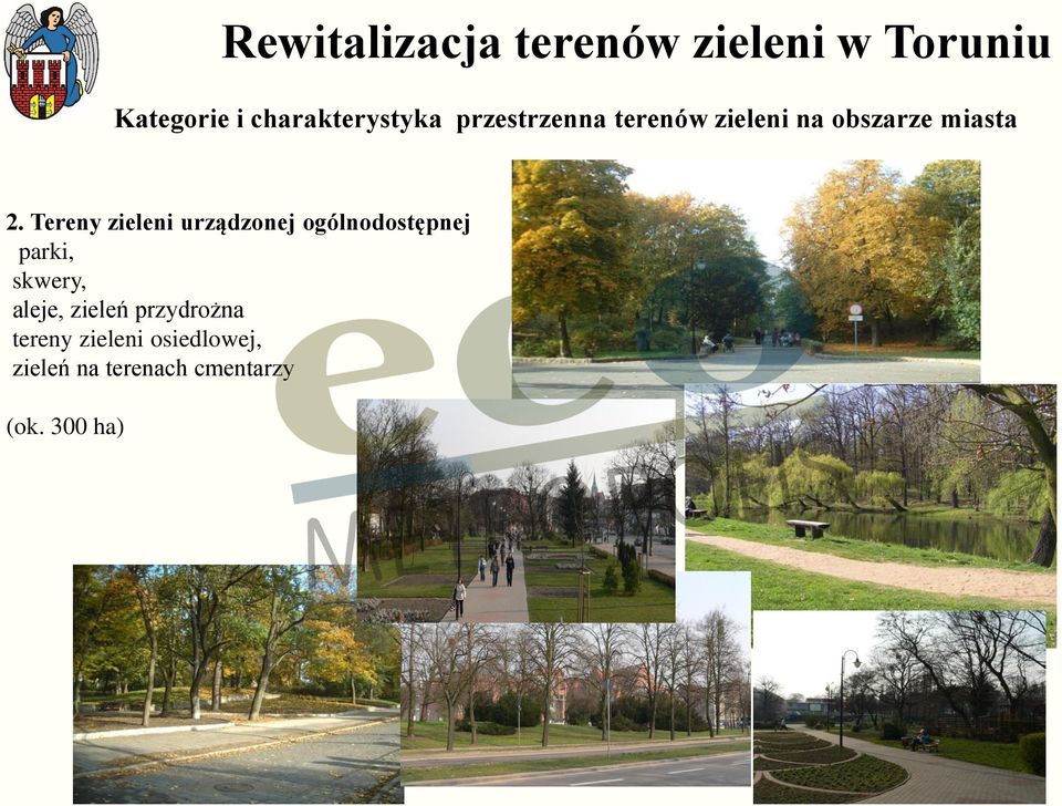 Tereny zieleni urządzonej ogólnodostępnej parki, skwery,