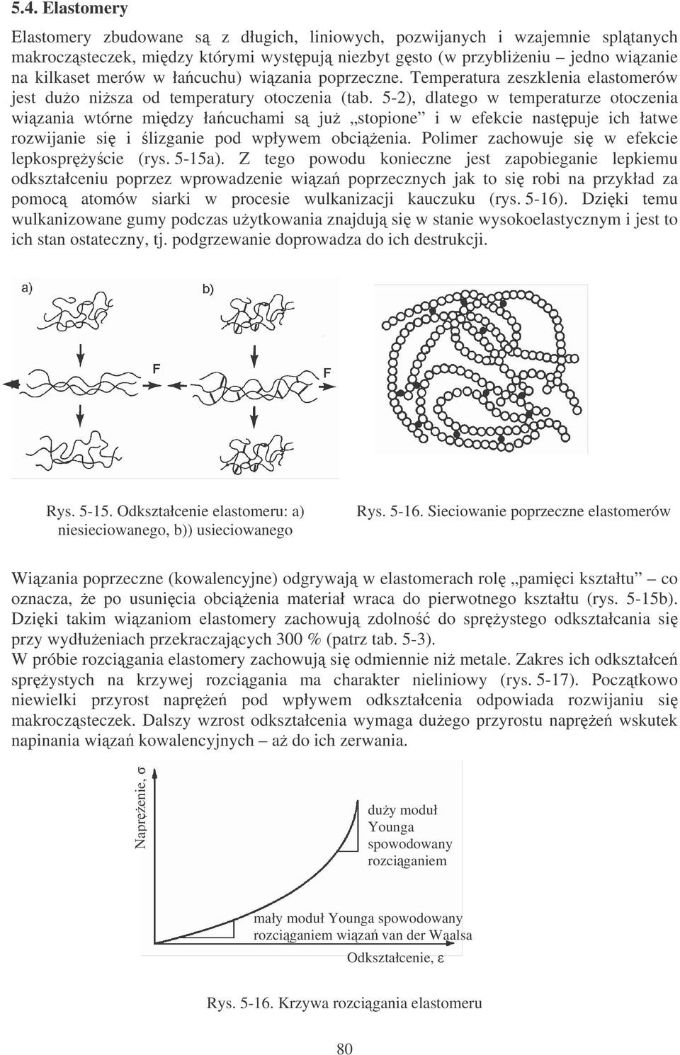 5-2), dlatego w temperaturze otoczenia wizania wtórne midzy łacuchami s ju stopione i w efekcie nastpuje ich łatwe rozwijanie si i lizganie pod wpływem obcienia.