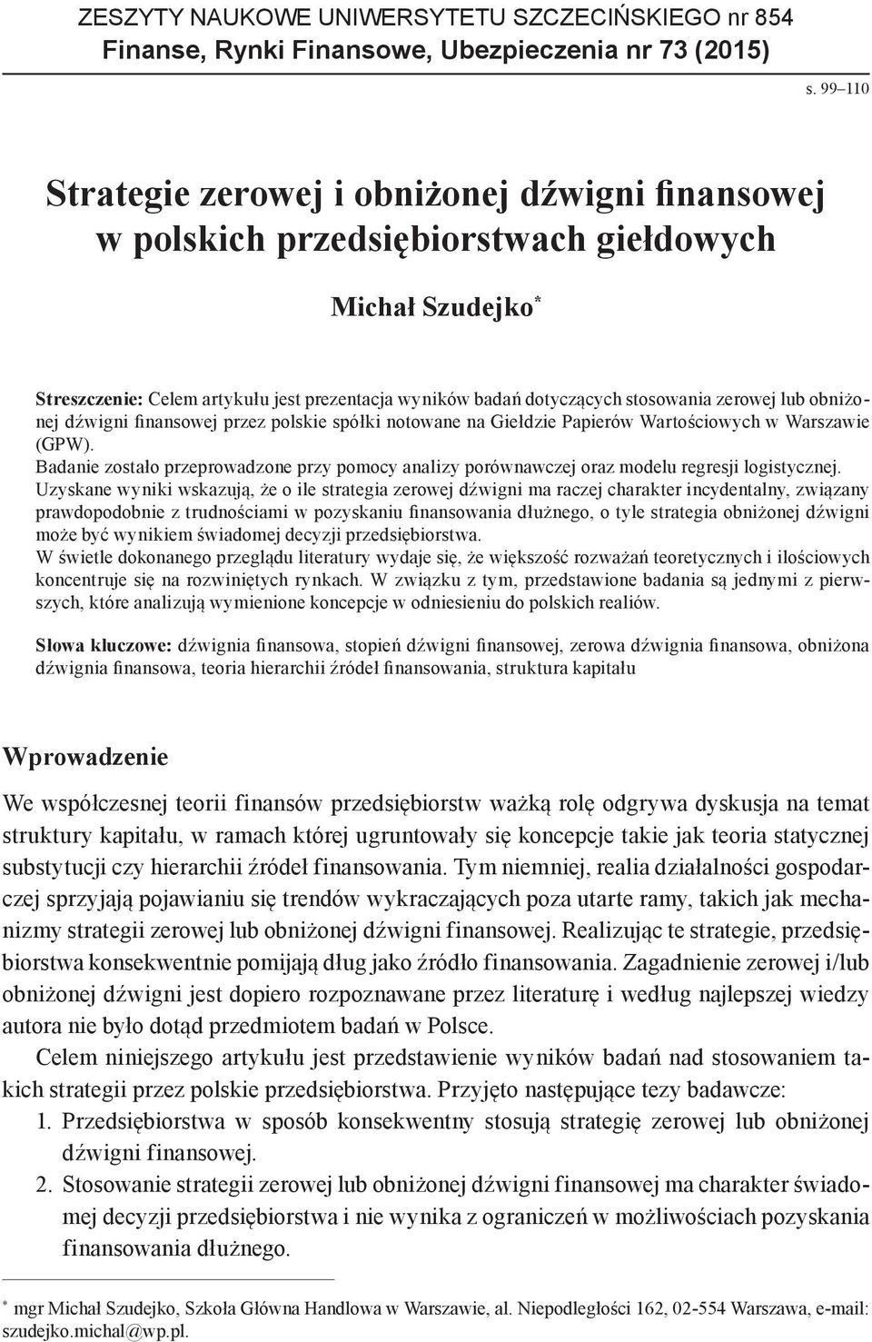 Strategie zerowej i obniżonej dźwigni finansowej w polskich  przedsiębiorstwach giełdowych - PDF Darmowe pobieranie