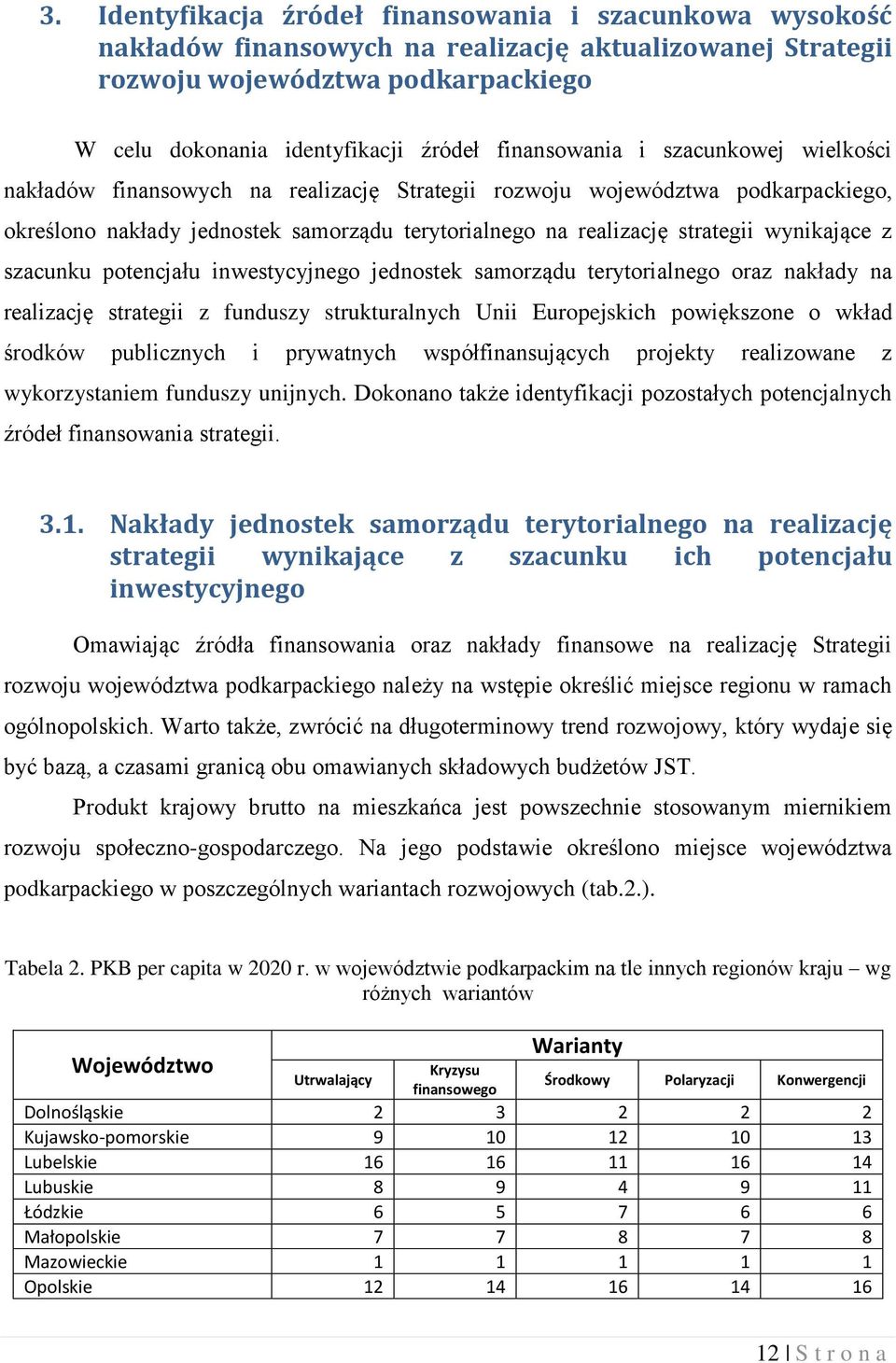 wynikające z szacunku potencjału inwestycyjnego jednostek samorządu terytorialnego oraz nakłady na realizację strategii z funduszy strukturalnych Unii Europejskich powiększone o wkład środków