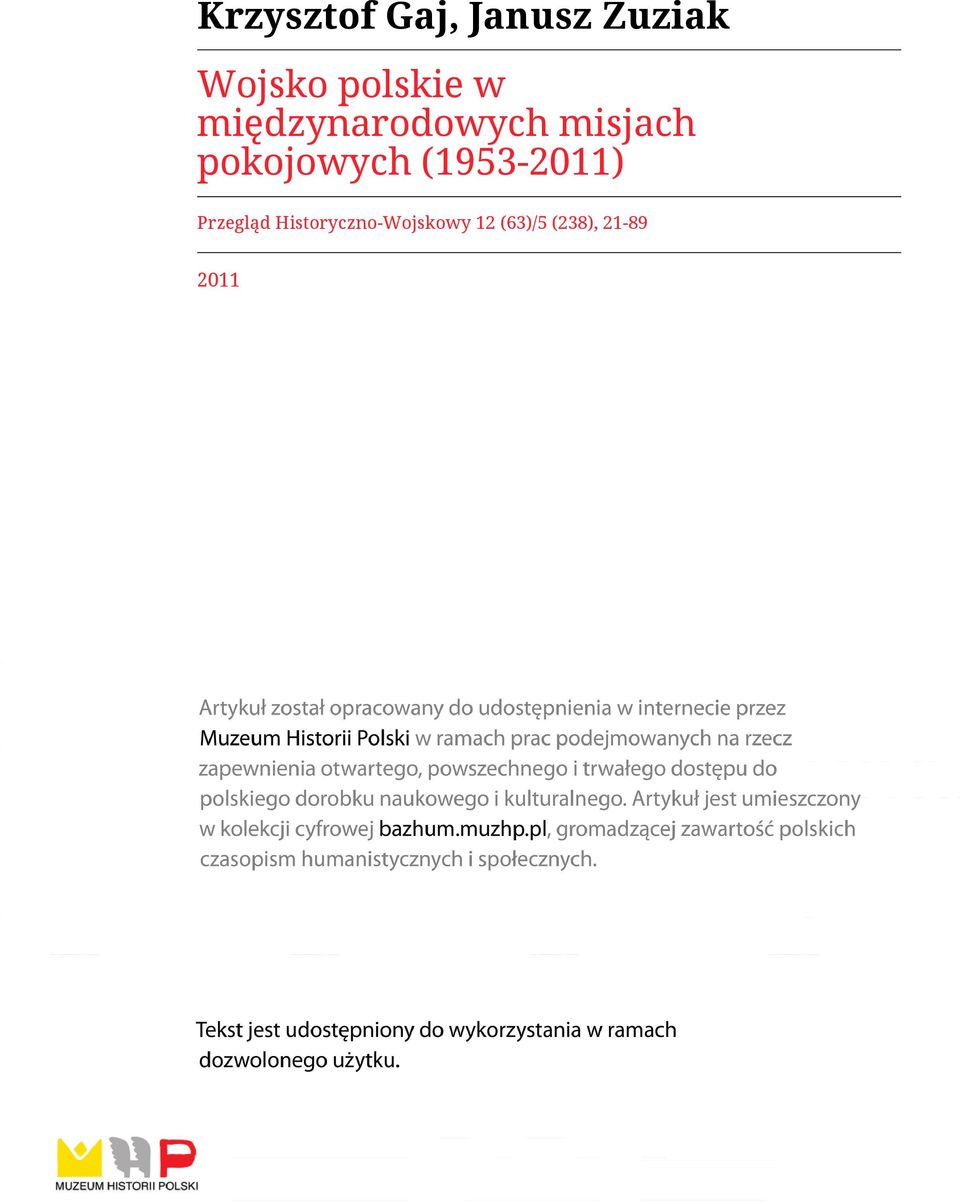 pokojowych (1953-2011) Przegląd