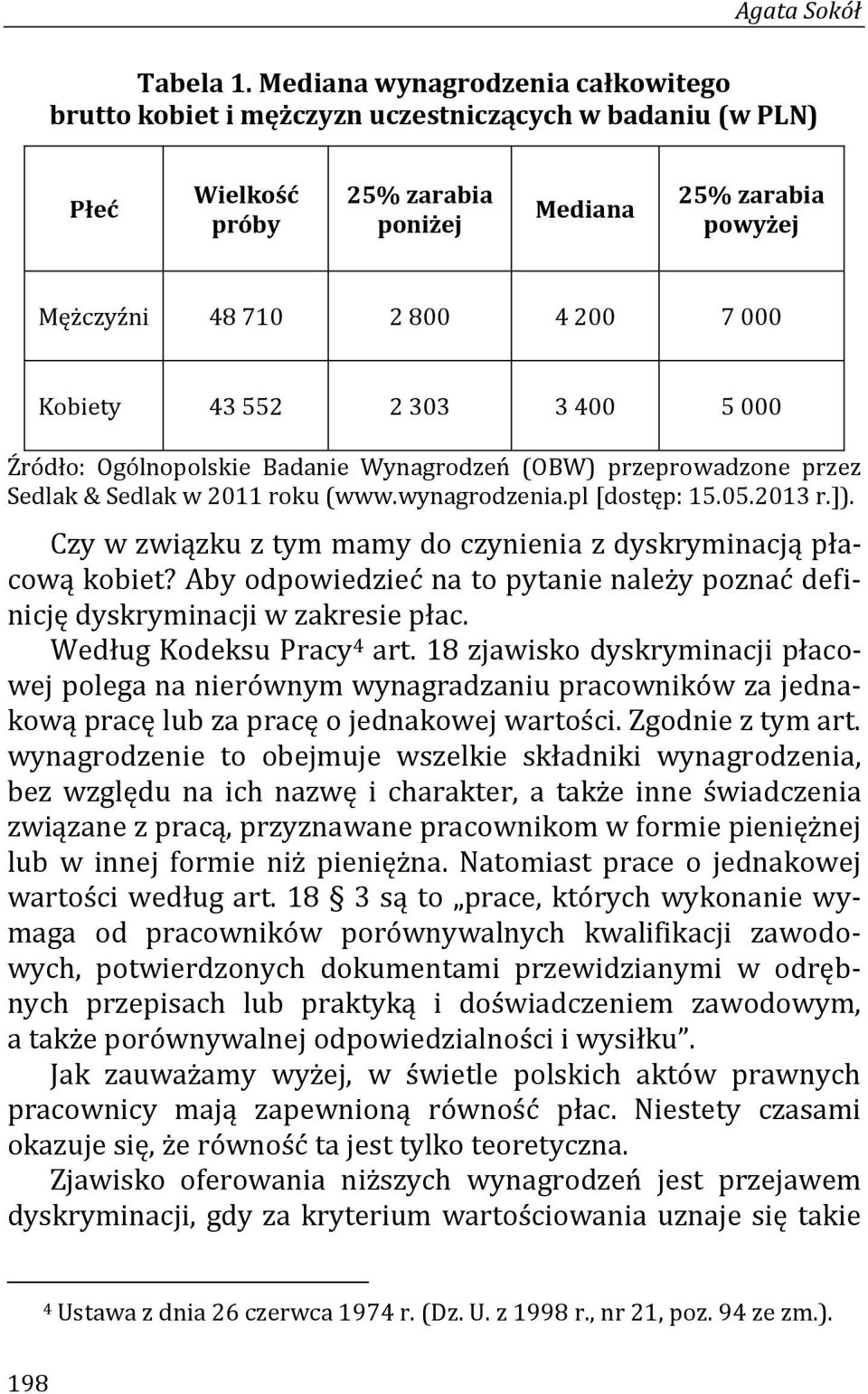 Kobiety 43 552 2 303 3 400 5 000 Źródło: Ogólnopolskie Badanie Wynagrodzeń (OBW) przeprowadzone przez Sedlak & Sedlak w 2011 roku (www.wynagrodzenia.pl [dostęp: 15.05.2013 r.]).