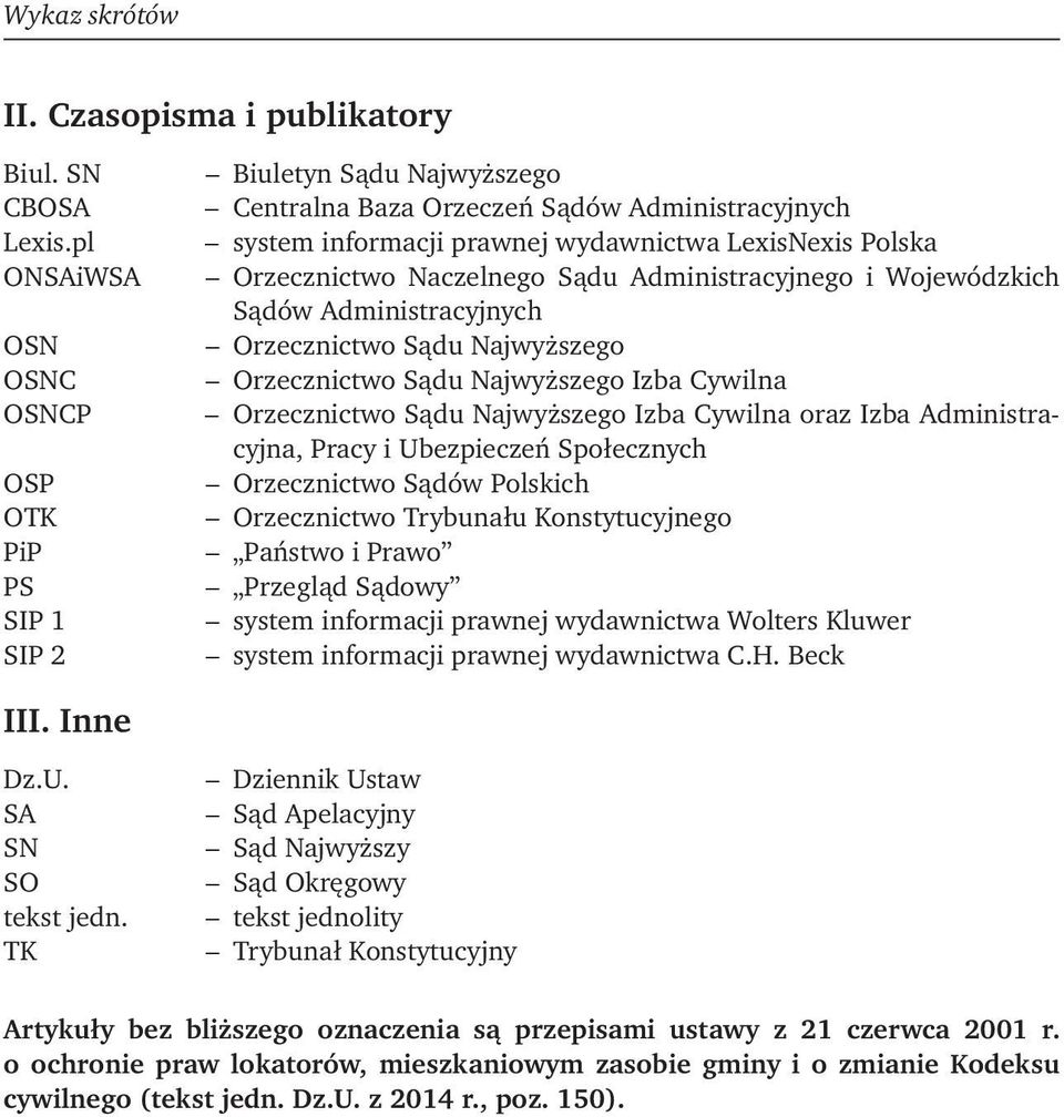 Naczelnego Sądu Administracyjnego i Wojewódzkich Sądów Administracyjnych Orzecznictwo Sądu Najwyższego Orzecznictwo Sądu Najwyższego Izba Cywilna Orzecznictwo Sądu Najwyższego Izba Cywilna oraz Izba