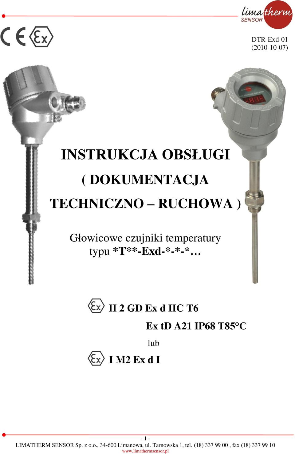 czujniki temperatury typu *T**-Exd-*-*-* II 2