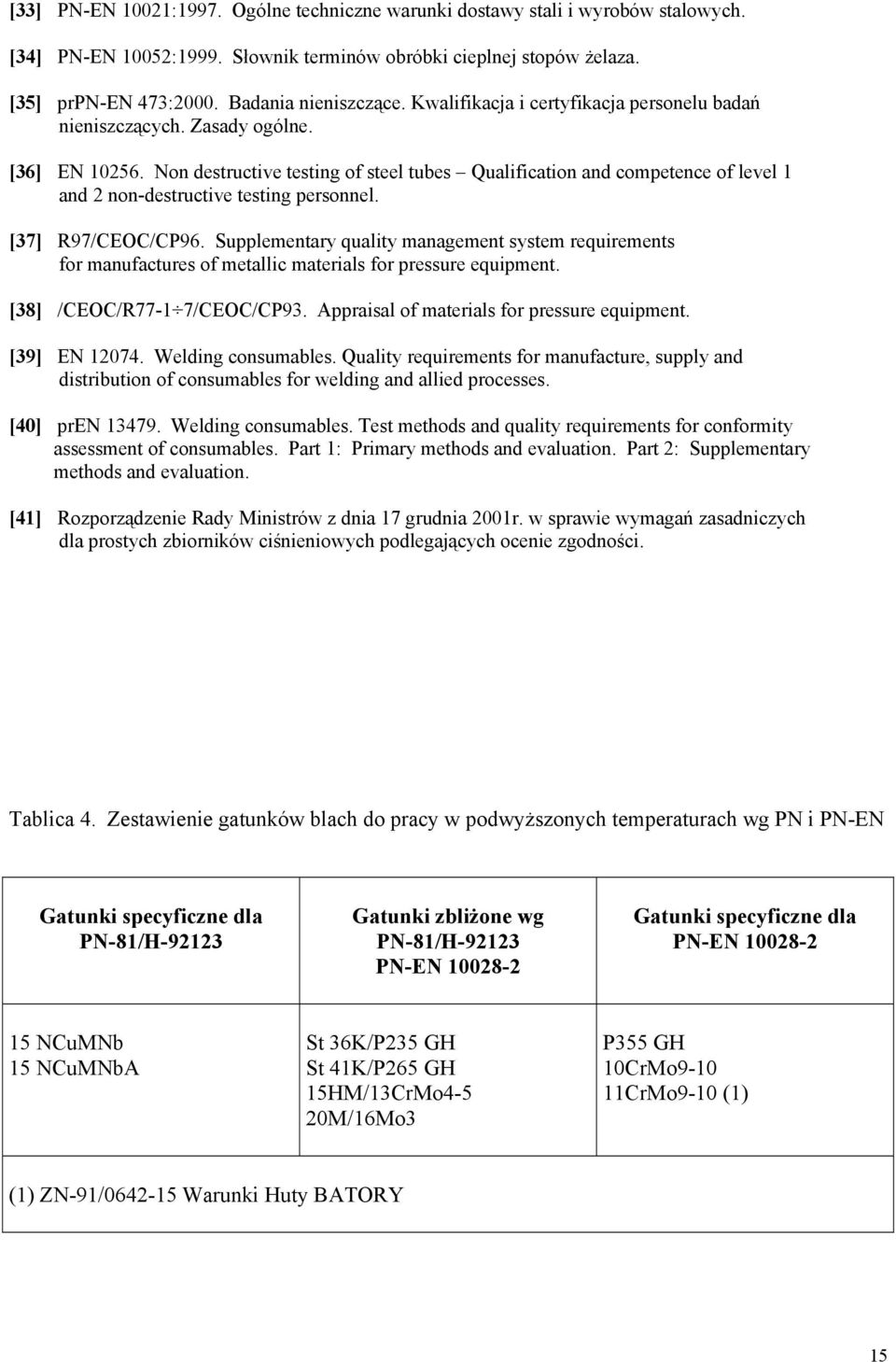 Non destructive testing of steel tubes Qualification and competence of level 1 and 2 non-destructive testing personnel. [37] R97/CEOC/CP96.