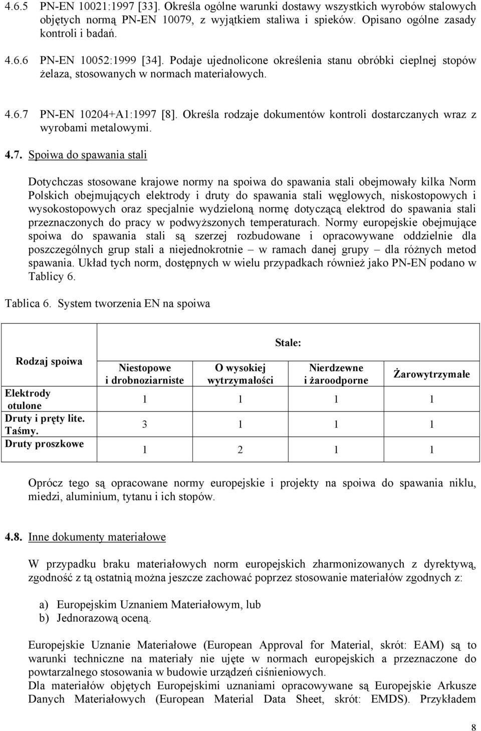 Określa rodzaje dokumentów kontroli dostarczanych wraz z wyrobami metalowymi. 4.7.