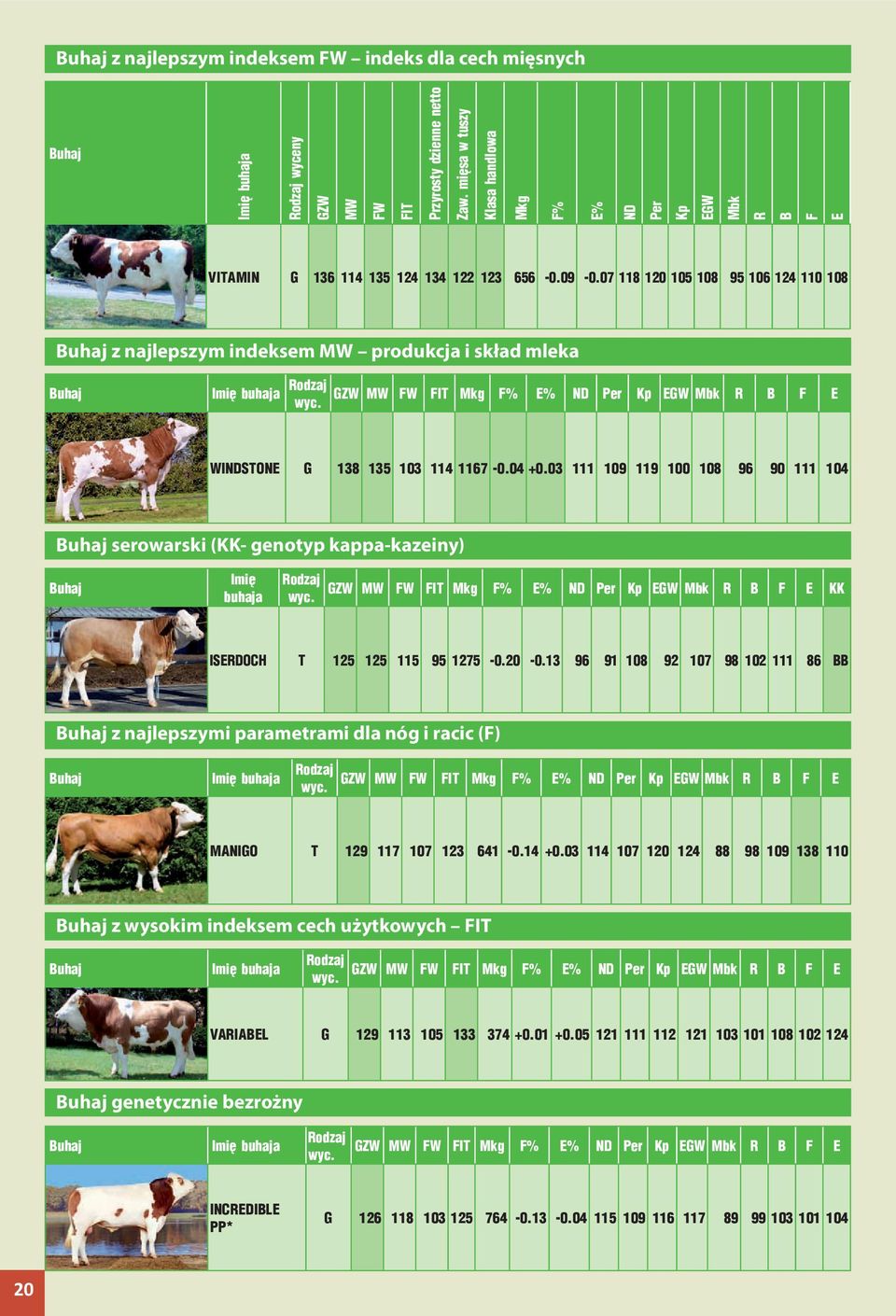 07 118 120 105 108 95 106 124 110 108 Buhaj z najlepszym indeksem MW produkcja i skład mleka Buhaj Imię buhaja Rodzaj wyc.