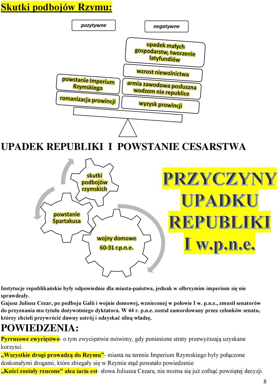 POWIEDZENIA: Pyrrusowe zwycięstwo- o tym zwycięstwie mówimy, gdy poniesione straty przewyższają uzyskane korzyści.